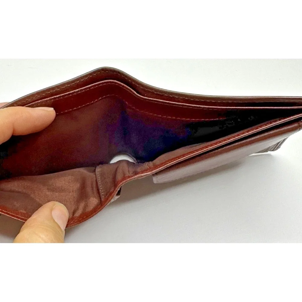 Ralph Lauren Polo Bifold Wallet Hunter Plaid Brown Leather Coin Pocket 90s